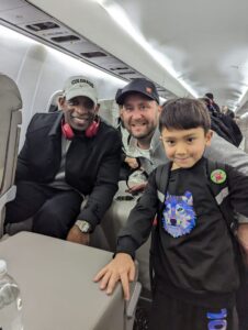 Justin got a Photo with Deion Sanders on a Flight to California 